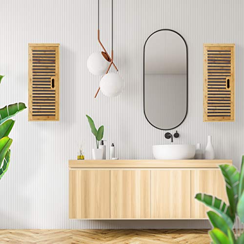 Relaxdays Bamboo Size: 66 x 35 x 20 cm with 2 Shelves with Storage Space Accessories Wall Cabinet or Standing Cupboard for The Bathroom, and Living Room, Natural Brown, 20 x 35 x 66 cm 3 Relaxdays Bamboo Size: 66 x 35 x 20 cm with 2 Shelves with Storage Space Accessories Wall Cabinet or Standing Cupboard for The Bathroom, and Living Room, Natural Brown, 20 x 35 x 66 cm - Image 3