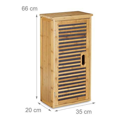 Relaxdays Bamboo Size: 66 x 35 x 20 cm with 2 Shelves with Storage Space Accessories Wall Cabinet or Standing Cupboard for The Bathroom, and Living Room, Natural Brown, 20 x 35 x 66 cm 4 Relaxdays Bamboo Size: 66 x 35 x 20 cm with 2 Shelves with Storage Space Accessories Wall Cabinet or Standing Cupboard for The Bathroom, and Living Room, Natural Brown, 20 x 35 x 66 cm - Image 4