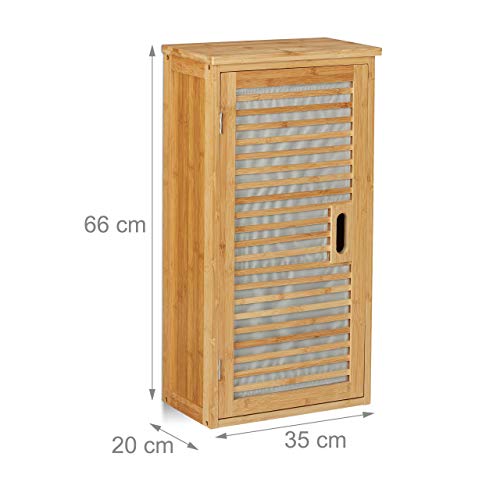Relaxdays Bamboo Wall-Mounted Bathroom Cabinet, 2 Shelves, Height-Adjustable, H x W x D: 66 x 35 x 20 cm, Natural 4 Relaxdays Bamboo Wall-Mounted Bathroom Cabinet, 2 Shelves, Height-Adjustable, H x W x D: 66 x 35 x 20 cm, Natural - Image 4