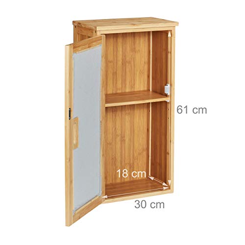 Relaxdays Bamboo Wall-Mounted Bathroom Cabinet, 2 Shelves, Height-Adjustable, H x W x D: 66 x 35 x 20 cm, Natural 5 Relaxdays Bamboo Wall-Mounted Bathroom Cabinet, 2 Shelves, Height-Adjustable, H x W x D: 66 x 35 x 20 cm, Natural - Image 5