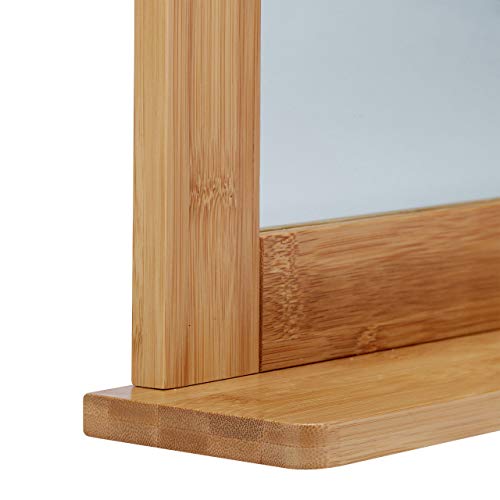Relaxdays Bamboo Wall-Mounted Mirror, Bathroom Mirror with Shelf, Hanging Vanity Mirror, for the Living Room and Bathroom, Natural Brown 3 Relaxdays Bamboo Wall-Mounted Mirror, Bathroom Mirror with Shelf, Hanging Vanity Mirror, for the Living Room and Bathroom, Natural Brown - Image 3
