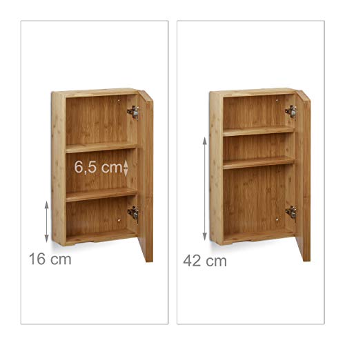 Relaxdays Bathroom Bamboo Mirror Cabinet, 1 Door Hanging Cupboard with Mirror, Assembled Wall-Mounted Cabinet, Natural 5 Relaxdays Bathroom Bamboo Mirror Cabinet, 1 Door Hanging Cupboard with Mirror, Assembled Wall-Mounted Cabinet, Natural - Image 5