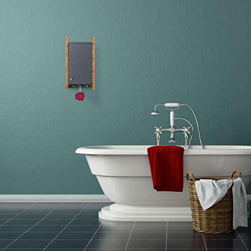 Relaxdays Bathroom Hanging Cabinet, Wall Cabinet with Bamboo Frame & 3 Hooks, Bath Cupboard, HWD 58 x 31.5 x 15 cm, Dark Grey 3 Relaxdays Bathroom Hanging Cabinet, Wall Cabinet with Bamboo Frame & 3 Hooks, Bath Cupboard, HWD 58 x 31.5 x 15 cm, Dark Grey - Image 3