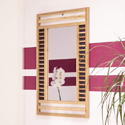 Relaxdays Size: 70 x 50 x 2 cm Wall-Mounted Decorative Bamboo Wood Frame Elegant Accessory for The Bathroom, Living Room, Hallway, etc. Wooden Mirror, Natural Brown, Glass, 2 x 50 x 70.5 cm 2 Relaxdays Size: 70 x 50 x 2 cm Wall-Mounted Decorative Bamboo Wood Frame Elegant Accessory for The Bathroom, Living Room, Hallway, etc. Wooden Mirror, Natural Brown, Glass, 2 x 50 x 70.5 cm - Image 2