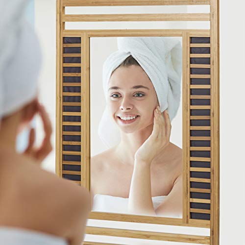 Relaxdays Size: 70 x 50 x 2 cm Wall-Mounted Decorative Bamboo Wood Frame Elegant Accessory for The Bathroom, Living Room, Hallway, etc. Wooden Mirror, Natural Brown, Glass, 2 x 50 x 70.5 cm 3 Relaxdays Size: 70 x 50 x 2 cm Wall-Mounted Decorative Bamboo Wood Frame Elegant Accessory for The Bathroom, Living Room, Hallway, etc. Wooden Mirror, Natural Brown, Glass, 2 x 50 x 70.5 cm - Image 3