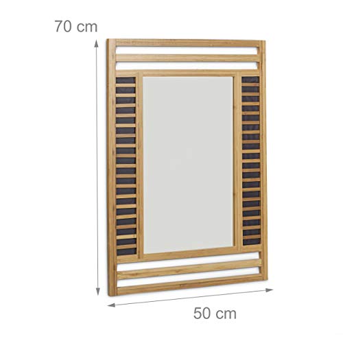 Relaxdays Size: 70 x 50 x 2 cm Wall-Mounted Decorative Bamboo Wood Frame Elegant Accessory for The Bathroom, Living Room, Hallway, etc. Wooden Mirror, Natural Brown, Glass, 2 x 50 x 70.5 cm 4 Relaxdays Size: 70 x 50 x 2 cm Wall-Mounted Decorative Bamboo Wood Frame Elegant Accessory for The Bathroom, Living Room, Hallway, etc. Wooden Mirror, Natural Brown, Glass, 2 x 50 x 70.5 cm - Image 4