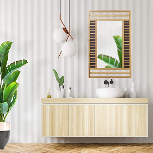 Relaxdays Size: 70 x 50 x 2 cm Wall-Mounted Decorative Bamboo Wood Frame Elegant Accessory for The Bathroom, Living Room, Hallway, etc. Wooden Mirror, Natural Brown, Glass, 2 x 50 x 70.5 cm 5 Relaxdays Size: 70 x 50 x 2 cm Wall-Mounted Decorative Bamboo Wood Frame Elegant Accessory for The Bathroom, Living Room, Hallway, etc. Wooden Mirror, Natural Brown, Glass, 2 x 50 x 70.5 cm - Image 5