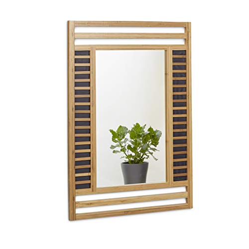 Relaxdays Size: 70 x 50 x 2 cm Wall-Mounted Decorative Bamboo Wood Frame Elegant Accessory for The Bathroom, Living Room, Hallway, etc. Wooden Mirror, Natural Brown, Glass, 2 x 50 x 70.5 cm 1 Relaxdays Size: 70 x 50 x 2 cm Wall-Mounted Decorative Bamboo Wood Frame Elegant Accessory for The Bathroom, Living Room, Hallway, etc. Wooden Mirror, Natural Brown, Glass, 2 x 50 x 70.5 cm
