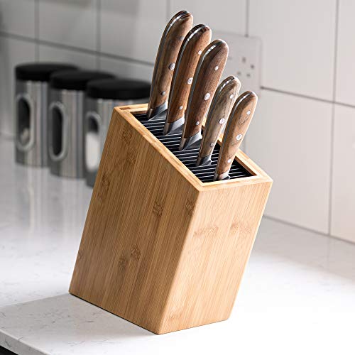 Rockingham Sloping Bamboo Universal Knife Block, 20 Slots for