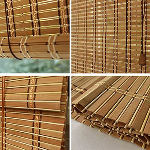 Roller blind Retro Bamboo Blinds,Natural Wood Window Shades Blinds,Bamboo Light Filtering Custom Roman Shades,Anti-UV Dustproof Decorative Curtain,for Indoor/Outdoor/Garden (110x120cm/43x47in) - Image 2