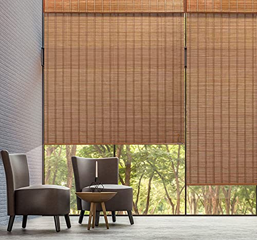 Roller blind Retro Bamboo Blinds,Natural Wood Window Shades Blinds,Bamboo Light Filtering Custom Roman Shades,Anti-UV Dustproof Decorative Curtain,for Indoor/Outdoor/Garden (110x120cm/43x47in) - Image 3
