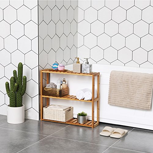SONGMICS BCB13Y Adjustable Bamboo, 3 Layers Bathroom Shelf Wall Shelving Unit Kitchen Shelf Bookshelf 60 x 15 x 54 cm… 4 SONGMICS BCB13Y Adjustable Bamboo, 3 Layers Bathroom Shelf Wall Shelving Unit Kitchen Shelf Bookshelf 60 x 15 x 54 cm… - Image 4