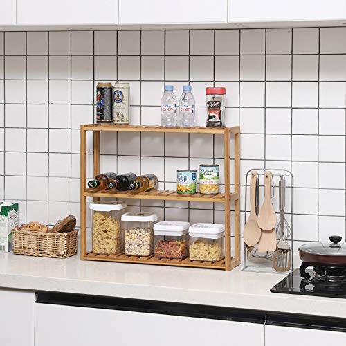 SONGMICS BCB13Y Adjustable Bamboo, 3 Layers Bathroom Shelf Wall Shelving Unit Kitchen Shelf Bookshelf 60 x 15 x 54 cm… 5 SONGMICS BCB13Y Adjustable Bamboo, 3 Layers Bathroom Shelf Wall Shelving Unit Kitchen Shelf Bookshelf 60 x 15 x 54 cm… - Image 5