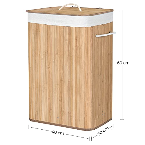SONGMICS Laundry Basket with Lid 72L Bamboo Foldable Laundry Basket with Removable Washable Bag Handles for Laundry Room Bedroom LCB10Y 5 SONGMICS Laundry Basket with Lid 72L Bamboo Foldable Laundry Basket with Removable Washable Bag Handles for Laundry Room Bedroom LCB10Y - Image 5