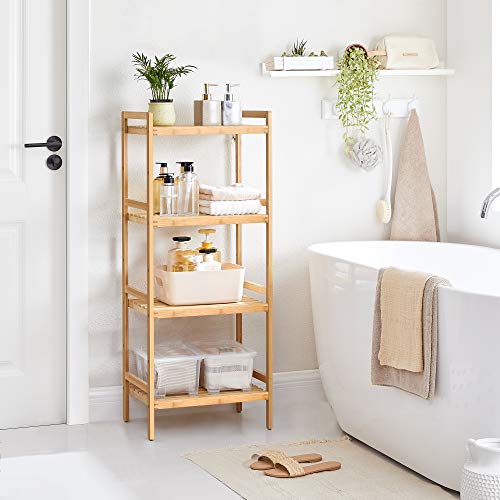 SONGMICS 4-Tier Bamboo Storage Rack for Bathroom, Kitchen, Bedroom, 45 x 31.5 x 111 cm, Woody Colour BCB074N01 2 SONGMICS 4-Tier Bamboo Storage Rack for Bathroom, Kitchen, Bedroom, 45 x 31.5 x 111 cm, Woody Colour BCB074N01 - Image 2
