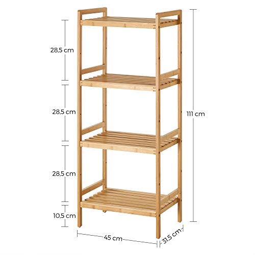 SONGMICS 4-Tier Bamboo Storage Rack for Bathroom, Kitchen, Bedroom, 45 x 31.5 x 111 cm, Woody Colour BCB074N01 4 SONGMICS 4-Tier Bamboo Storage Rack for Bathroom, Kitchen, Bedroom, 45 x 31.5 x 111 cm, Woody Colour BCB074N01 - Image 4