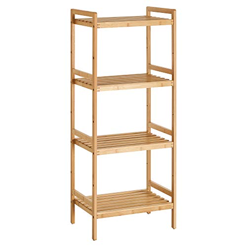 SONGMICS 4-Tier Bamboo Storage Rack for Bathroom, Kitchen, Bedroom, 45 x 31.5 x 111 cm, Woody Colour BCB074N01 1 SONGMICS 4-Tier Bamboo Storage Rack for Bathroom, Kitchen, Bedroom, 45 x 31.5 x 111 cm, Woody Colour BCB074N01