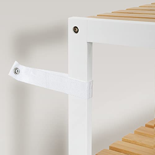 SONGMICS Bamboo Storage Shelf, 3-Tier Shelving Unit, Multifunctional, in the Hallway, Bathroom, Living Room, Balcony, Kitchen, 26 x 60 x 66 cm, White and Natural BCB33WN 5 SONGMICS Bamboo Storage Shelf, 3-Tier Shelving Unit, Multifunctional, in the Hallway, Bathroom, Living Room, Balcony, Kitchen, 26 x 60 x 66 cm, White and Natural BCB33WN - Image 5