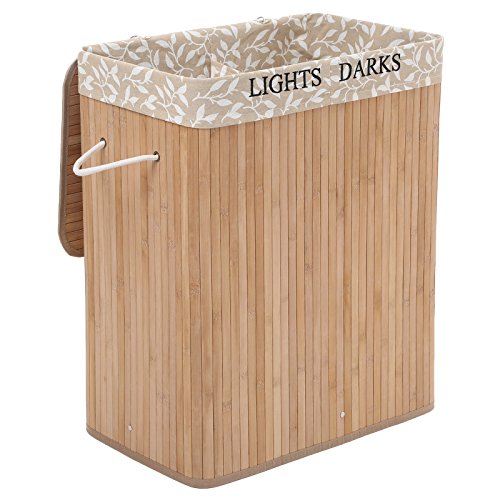 SONGMICS LCB62Y Large Bamboo Laundry Basket, 100 L, Laundry Hamper with 2 Compartments, Foldable, with Lid and Removable… 1 SONGMICS LCB62Y Large Bamboo Laundry Basket, 100 L, Laundry Hamper with 2 Compartments, Foldable, with Lid and Removable…