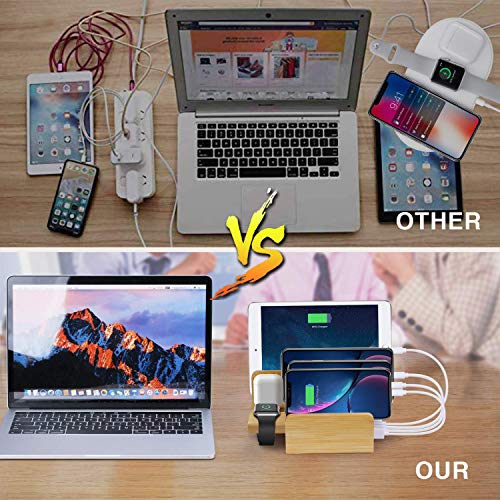 Sendowtek Bamboo USB Charging Station, Apple Watch Stand, 6 Port 40W USB-C for Samsung S10/9/8/7, iPhone Charging Dock… 2 Sendowtek Bamboo USB Charging Station, Apple Watch Stand, 6 Port 40W USB-C for Samsung S10/9/8/7, iPhone Charging Dock… - Image 2