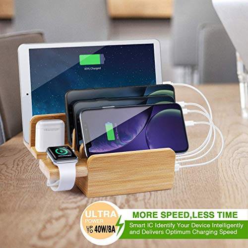 Sendowtek Bamboo USB Charging Station, Apple Watch Stand, 6 Port 40W USB-C for Samsung S10/9/8/7, iPhone Charging Dock… 4 Sendowtek Bamboo USB Charging Station, Apple Watch Stand, 6 Port 40W USB-C for Samsung S10/9/8/7, iPhone Charging Dock… - Image 4