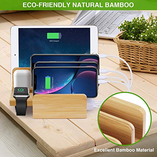 Sendowtek Bamboo USB Charging Station, Apple Watch Stand, 6 Port 40W USB-C for Samsung S10/9/8/7, iPhone Charging Dock… 5 Sendowtek Bamboo USB Charging Station, Apple Watch Stand, 6 Port 40W USB-C for Samsung S10/9/8/7, iPhone Charging Dock… - Image 5
