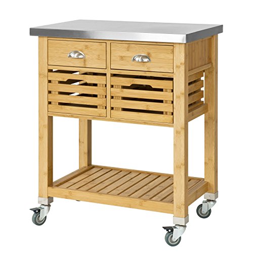 SoBuy® FKW40-N, Bamboo Kitchen Serving Trolley Storage Trolley Cart with Stainless Steel Worktop 1 SoBuy® FKW40-N, Bamboo Kitchen Serving Trolley Storage Trolley Cart with Stainless Steel Worktop