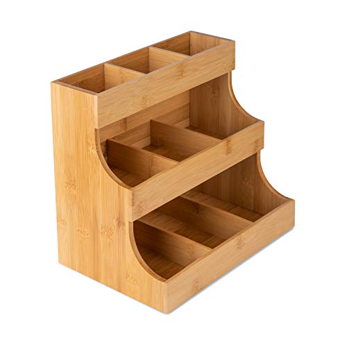THEODORE Vertical Bamboo Tea Bag Organizer - Holds 180 Bags - Elegant Wooden Storage Box for Home, Office, Café - Caddy Also Holds Sugar Packets and Creamers 2 THEODORE Vertical Bamboo Tea Bag Organizer - Holds 180 Bags - Elegant Wooden Storage Box for Home, Office, Café - Caddy Also Holds Sugar Packets and Creamers - Image 2