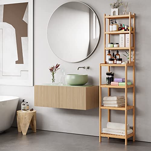 Tall Storage Shelves Bamboo 7-tier Floor Standing Ladder Shelving Unit Adjustable Bathroom Display Rack for Home… 4 Tall Storage Shelves Bamboo 7-tier Floor Standing Ladder Shelving Unit Adjustable Bathroom Display Rack for Home… - Image 4