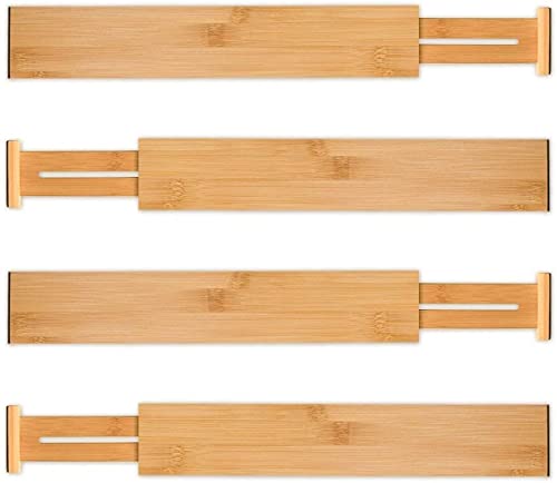 Utoplike 4 PCS Bamboo Kitchen Drawer Dividers(Fit 38.1-45 cm Drawer Inner Size), Adjustable Drawer Organiser for Socks, Spring Loaded, Utensils Organisation for Bedroom, Kitchen, Dresser, Bathroom 4 Utoplike 4 PCS Bamboo Kitchen Drawer Dividers(Fit 38.1-45 cm Drawer Inner Size), Adjustable Drawer Organiser for Socks, Spring Loaded, Utensils Organisation for Bedroom, Kitchen, Dresser, Bathroom - Image 4