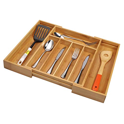 Utoplike Bamboo Cutlery Tray Silverware, Drawer Dividers for Kitchen Utensils, Flatware Tray Drawer Insert, Office Supplies 4 Utoplike Bamboo Cutlery Tray Silverware, Drawer Dividers for Kitchen Utensils, Flatware Tray Drawer Insert, Office Supplies - Image 4
