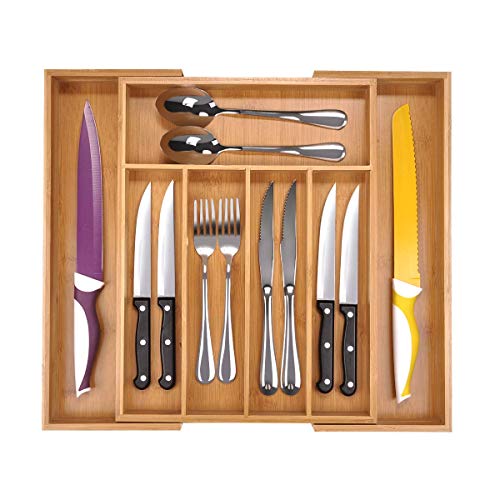 Utoplike Bamboo Cutlery Tray Silverware, Drawer Dividers for Kitchen Utensils, Flatware Tray Drawer Insert, Office Supplies 1 Utoplike Bamboo Cutlery Tray Silverware, Drawer Dividers for Kitchen Utensils, Flatware Tray Drawer Insert, Office Supplies