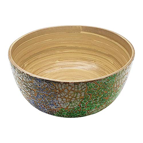 VIE Gourmet Bamboo Bowl, 23x10cm, Green, with Matching Salad Servers, Multicolor, One Size 3 VIE Gourmet Bamboo Bowl, 23x10cm, Green, with Matching Salad Servers, Multicolor, One Size - Image 3