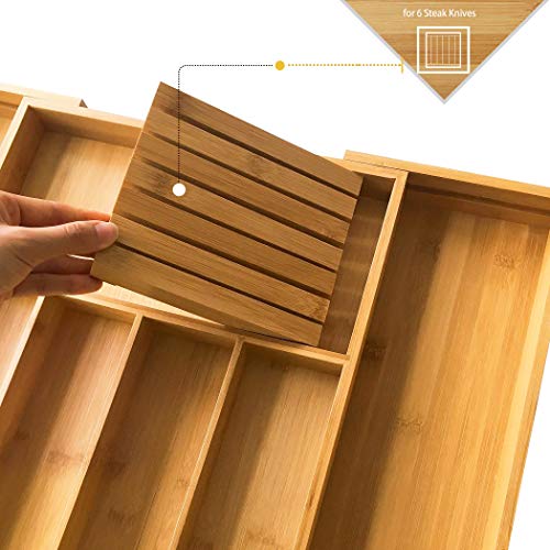VaeFae Bamboo Cutlery Drawer Organiser for Kitchen, Wooden Utensil Drawer Organiser, Expandable Cutlery Tray and Utensil Holder 2 VaeFae Bamboo Cutlery Drawer Organiser for Kitchen, Wooden Utensil Drawer Organiser, Expandable Cutlery Tray and Utensil Holder - Image 2