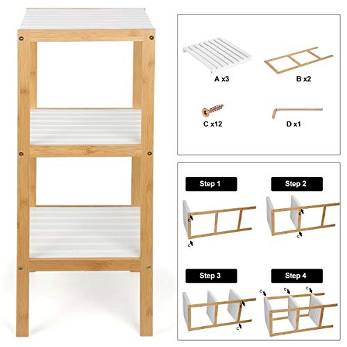 Vencier Bamboo Bathroom Shelf with 3 Tiers, 80 x 34 x 33 cm, Free-Standing Shelving Unit, Wooden Storage Shelves… 4 Vencier Bamboo Bathroom Shelf with 3 Tiers, 80 x 34 x 33 cm, Free-Standing Shelving Unit, Wooden Storage Shelves… - Image 4
