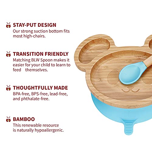 Vinsani Mouse Bamboo Plate and Spoon Set for Baby/Toddler, Mouse-Shaped Suction Plate, Stay-Put Design, Hypoallergenic and BPA-Free (Blue) 2 Vinsani Mouse Bamboo Plate and Spoon Set for Baby/Toddler, Mouse-Shaped Suction Plate, Stay-Put Design, Hypoallergenic and BPA-Free (Blue) - Image 2