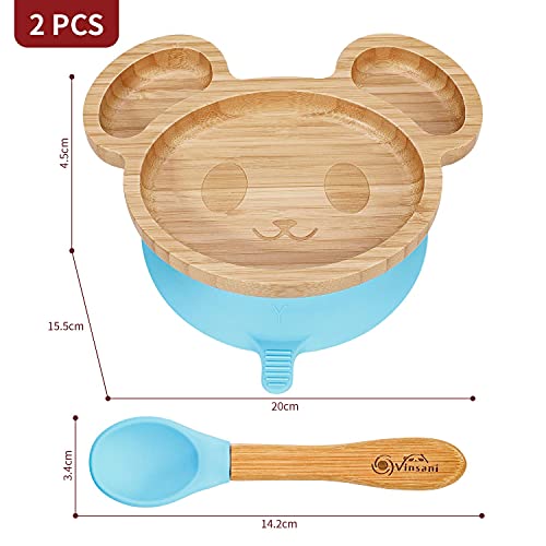 Vinsani Mouse Bamboo Plate and Spoon Set for Baby/Toddler, Mouse-Shaped Suction Plate, Stay-Put Design, Hypoallergenic and BPA-Free (Blue) 6 Vinsani Mouse Bamboo Plate and Spoon Set for Baby/Toddler, Mouse-Shaped Suction Plate, Stay-Put Design, Hypoallergenic and BPA-Free (Blue) - Image 6
