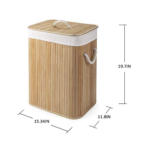 Virklyee Bamboo Laundry Basket 60L Collapsible Bamboo Laundry Hamper Laundry Basket Removable Lining Small Laundry Bins… 3 Virklyee Bamboo Laundry Basket 60L Collapsible Bamboo Laundry Hamper Laundry Basket Removable Lining Small Laundry Bins… - Image 3