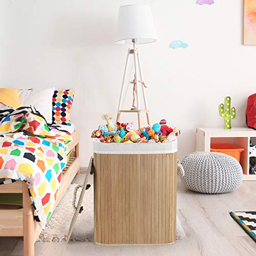 Virklyee Bamboo Laundry Basket 60L Collapsible Bamboo Laundry Hamper Laundry Basket Removable Lining Small Laundry Bins… 4 Virklyee Bamboo Laundry Basket 60L Collapsible Bamboo Laundry Hamper Laundry Basket Removable Lining Small Laundry Bins… - Image 4