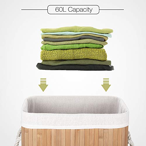 Virklyee Bamboo Laundry Basket 60L Collapsible Bamboo Laundry Hamper Laundry Basket Removable Lining Small Laundry Bins… 6 Virklyee Bamboo Laundry Basket 60L Collapsible Bamboo Laundry Hamper Laundry Basket Removable Lining Small Laundry Bins… - Image 6