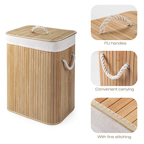 Virklyee Bamboo Laundry Basket 60L Collapsible Bamboo Laundry Hamper Laundry Basket Removable Lining Small Laundry Bins… 7 Virklyee Bamboo Laundry Basket 60L Collapsible Bamboo Laundry Hamper Laundry Basket Removable Lining Small Laundry Bins… - Image 7