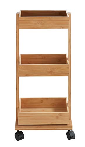 WENKO Tortona Bathroom Trolley, Rolling Shelf, Bamboo, Brown, 71.5 x 31 x 18 cm 1 WENKO Tortona Bathroom Trolley, Rolling Shelf, Bamboo, Brown, 71.5 x 31 x 18 cm