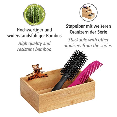 WENKO Terra Bamboo Organiser Box with 3 Compartments - Storage Box, Bathroom Basket, Bamboo, brown, Bambus 4 Fächer 2 WENKO Terra Bamboo Organiser Box with 3 Compartments - Storage Box, Bathroom Basket, Bamboo, brown, Bambus 4 Fächer - Image 2