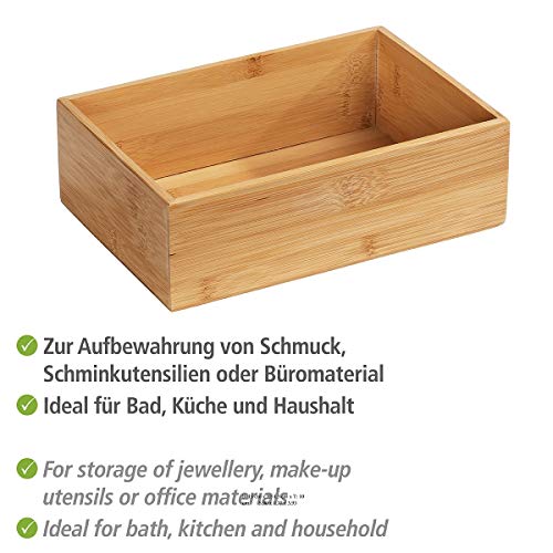 WENKO Terra Bamboo Organiser Box with 3 Compartments - Storage Box, Bathroom Basket, Bamboo, brown, Bambus 4 Fächer 3 WENKO Terra Bamboo Organiser Box with 3 Compartments - Storage Box, Bathroom Basket, Bamboo, brown, Bambus 4 Fächer - Image 3