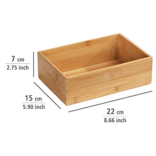 WENKO Terra Bamboo Organiser Box with 3 Compartments - Storage Box, Bathroom Basket, Bamboo, brown, Bambus 4 Fächer 4 WENKO Terra Bamboo Organiser Box with 3 Compartments - Storage Box, Bathroom Basket, Bamboo, brown, Bambus 4 Fächer - Image 4
