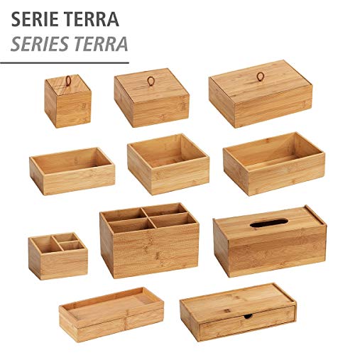 WENKO Terra Bamboo Organiser Box with 3 Compartments - Storage Box, Bathroom Basket, Bamboo, brown, Bambus 4 Fächer 5 WENKO Terra Bamboo Organiser Box with 3 Compartments - Storage Box, Bathroom Basket, Bamboo, brown, Bambus 4 Fächer - Image 5