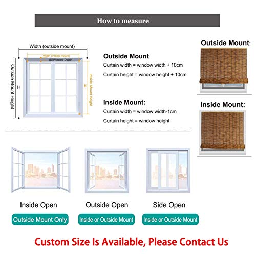 XYNH Bamboo Blinds Outdoor, Roman Roller Blinds ANY SIZE - Light Filtering/Waterproof/Anti-UV - Shading Sunshade Lifting Shutters - Curtain Blinds Shades For Patio/Garden/Window/Door/Kitchen (W x H) 6 XYNH Bamboo Blinds Outdoor, Roman Roller Blinds ANY SIZE - Light Filtering/Waterproof/Anti-UV - Shading Sunshade Lifting Shutters - Curtain Blinds Shades For Patio/Garden/Window/Door/Kitchen (W x H) - Image 6