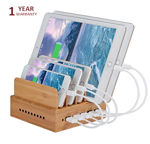 Yisen Wood 5-Port Charging Station stand Organizer for Cell Phones and Tablets (built-in charger and 5 cables) 3 Yisen Wood 5-Port Charging Station stand Organizer for Cell Phones and Tablets (built-in charger and 5 cables) - Image 3