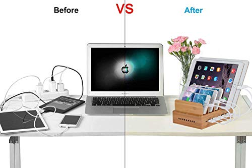 Yisen Wood 5-Port Charging Station stand Organizer for Cell Phones and Tablets (built-in charger and 5 cables) 4 Yisen Wood 5-Port Charging Station stand Organizer for Cell Phones and Tablets (built-in charger and 5 cables) - Image 4