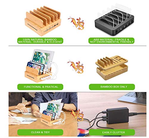Yisen Wood 5-Port Charging Station stand Organizer for Cell Phones and Tablets (built-in charger and 5 cables) 5 Yisen Wood 5-Port Charging Station stand Organizer for Cell Phones and Tablets (built-in charger and 5 cables) - Image 5